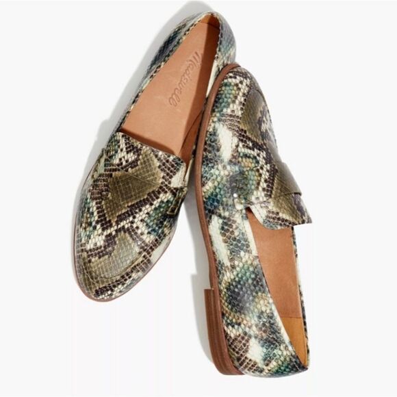 Madewell The Alex Loafer Snake Embossed Leather in Moonstone - Picture 1 of 14